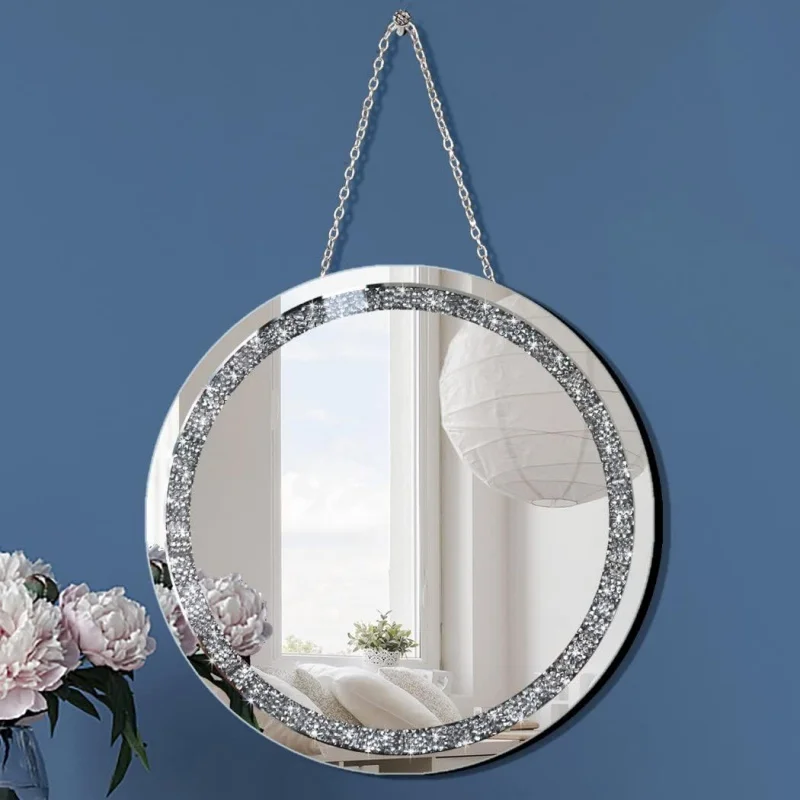 Crush 12 inch Wall-Mounted Mirrors with Iron Chain Home Decoration Round Silver Sparkling Decorative Mirror
Crush 12 inch Wall-Mounted Mirrors with Iron Chain Home Decoration Round Silver Sparkling Decorative Mirror