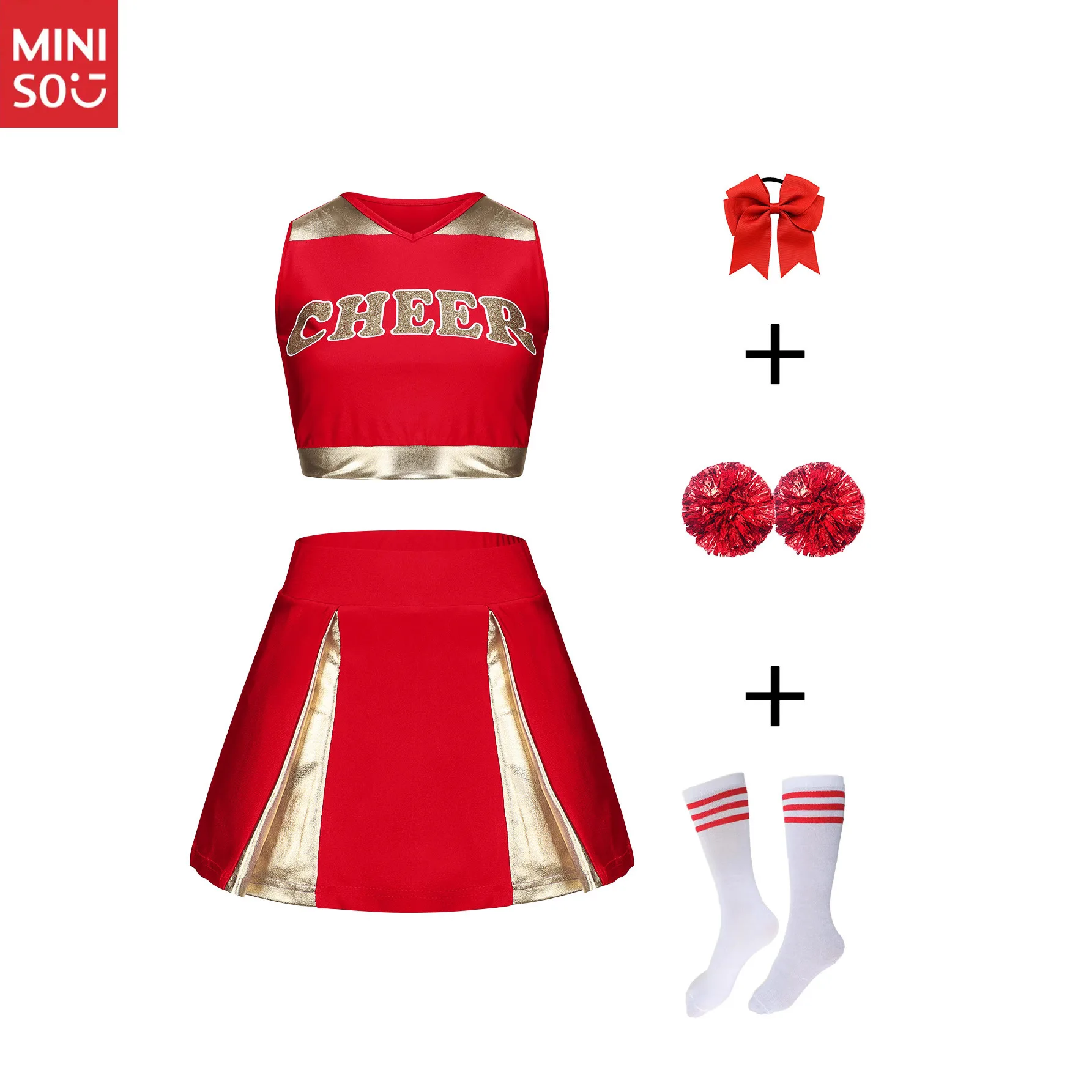 Miniso New Cheerleader Performance Outfit for Women, Sleeveless Stage Dance Costume Set 
Miniso New Cheerleader Performance Outfit for Women, Sleeveless Stage Dance Costume Set
