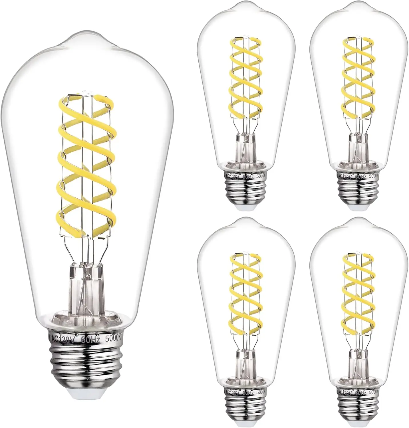 4 PCS Vintage LED Filament Bulbs, Dimmable 6W 600LM, Daylight 5000K, E26 Base, Clear Plastic
4 PCS Vintage LED Filament Bulbs, Dimmable 6W 600LM, Daylight 5000K, E26 Base, Clear Plastic