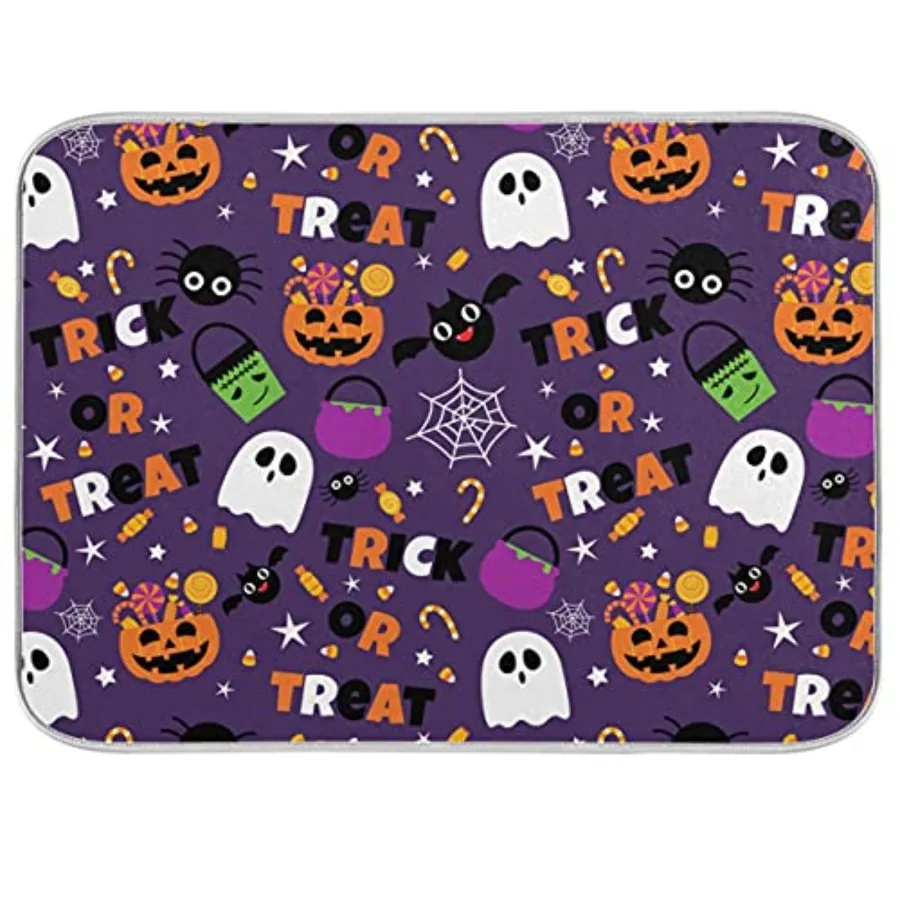 Happy Halloween Purple Pumpkin Fall Dish Drying Mat 18x24 for Kitchen Counter Trick or Treat Spooky Ghost Reversible Dishes Dra
Happy Halloween Purple Pumpkin Fall Dish Drying Mat 18x24 for Kitchen Counter Trick or Treat Spooky Ghost Reversible Dishes Dra