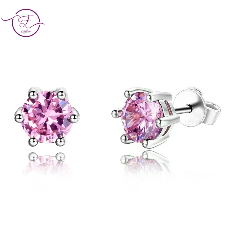 Female Ear Studs Silver Fine Jewelry Round AAAAA Pink Zircon Wedding Engaging Party Anniversary Gift Fine Jewelry FCGJHW
Female Ear Studs Silver Fine Jewelry Round AAAAA Pink Zircon Wedding Engaging Party Anniversary Gift Fine Jewelry FCGJHW
