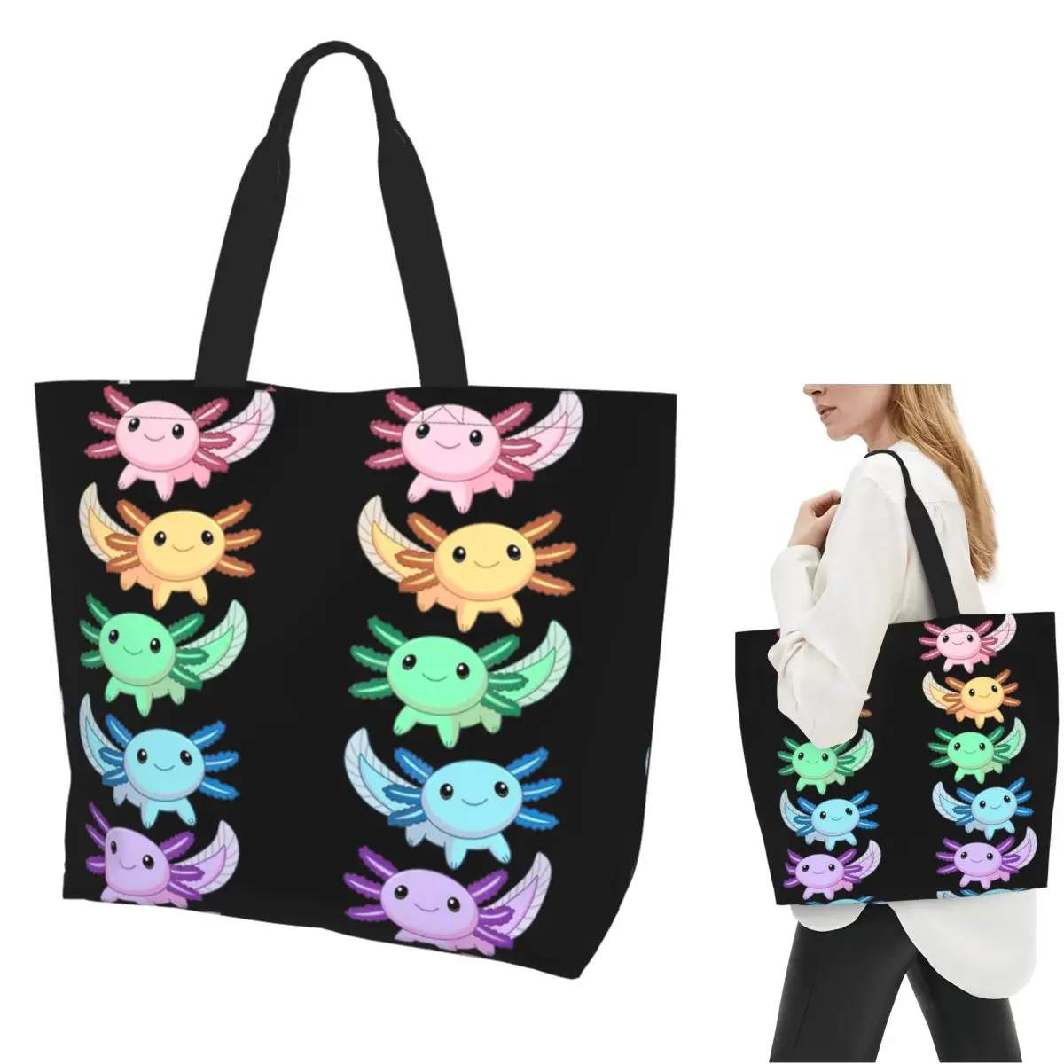 Rainbow Axolotl Shopping Tote Bag Canvas Large Capacity Shoulder Bags Shopper Grocery Handbag for Women
Rainbow Axolotl Shopping Tote Bag Canvas Large Capacity Shoulder Bags Shopper Grocery Handbag for Women
