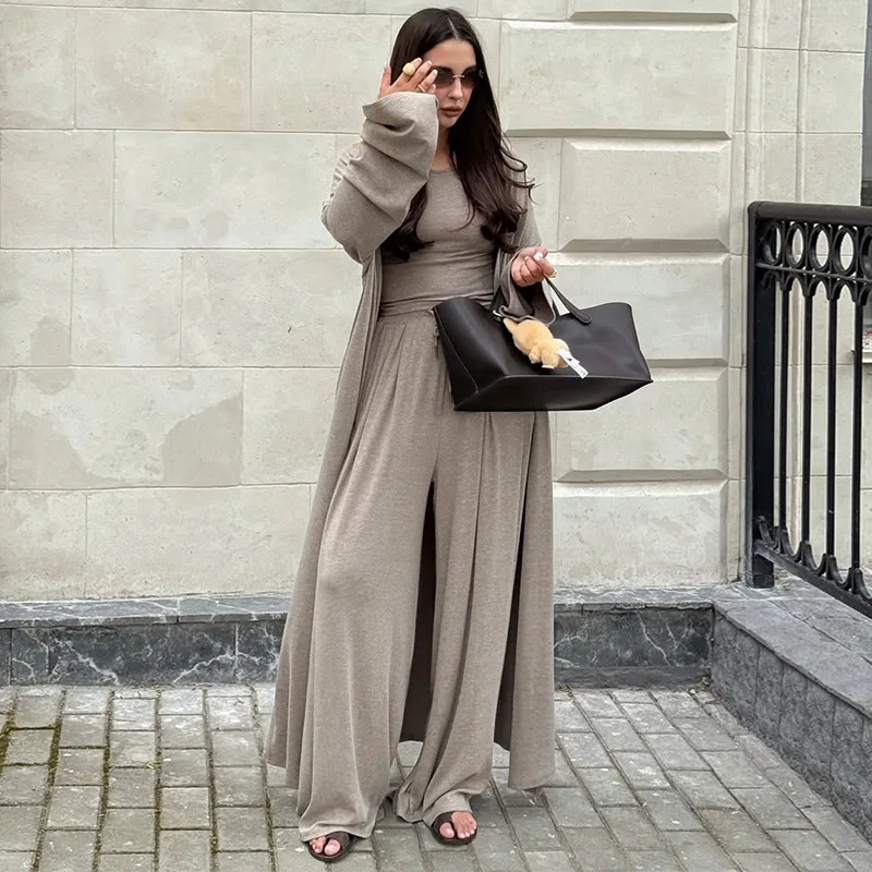 2026 Long Out Fits With Full Length Pants Three Pieces Set Track Suit New Autumn And Winter Round Neck Lining And Cardigan
2026 Long Out Fits With Full Length Pants Three Pieces Set Track Suit New Autumn And Winter Round Neck Lining And Cardigan