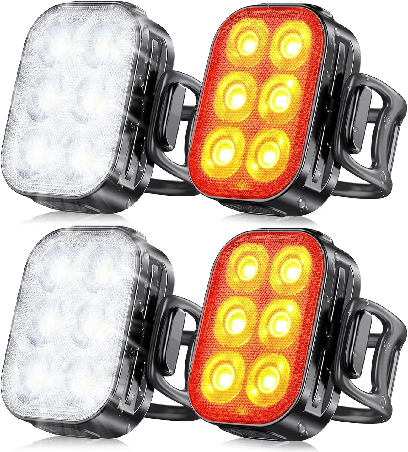 USB Rechargeable Bike Lights Set, IP65 Waterproof, 4+6 Modes, Fast Charging, Easy Install for Night Riding