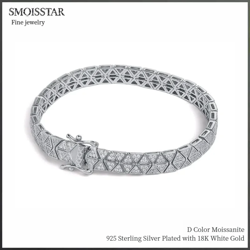SMOISSTAR 925 Sterling Silver D Color Moissanite New Cuban Tennis Bracelet, Triangle Geometric Pattern Bracelet for Men Wonen 
SMOISSTAR 925 Sterling Silver D Color Moissanite New Cuban Tennis Bracelet, Triangle Geometric Pattern Bracelet for Men Wonen