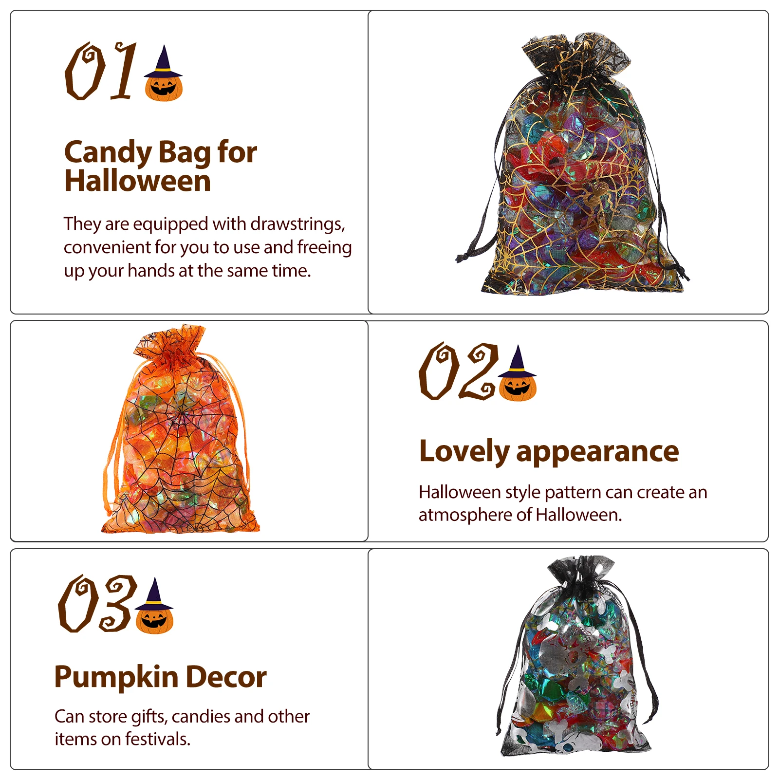 48 Pcs Halloween Candy Bag Mini Opaque Opp Tote Bags Drawstring Storage Container Craft Soaps Christmas Wrapping Pouches Snack 
48 Pcs Halloween Candy Bag Mini Opaque Opp Tote Bags Drawstring Storage Container Craft Soaps Christmas Wrapping Pouches Snack