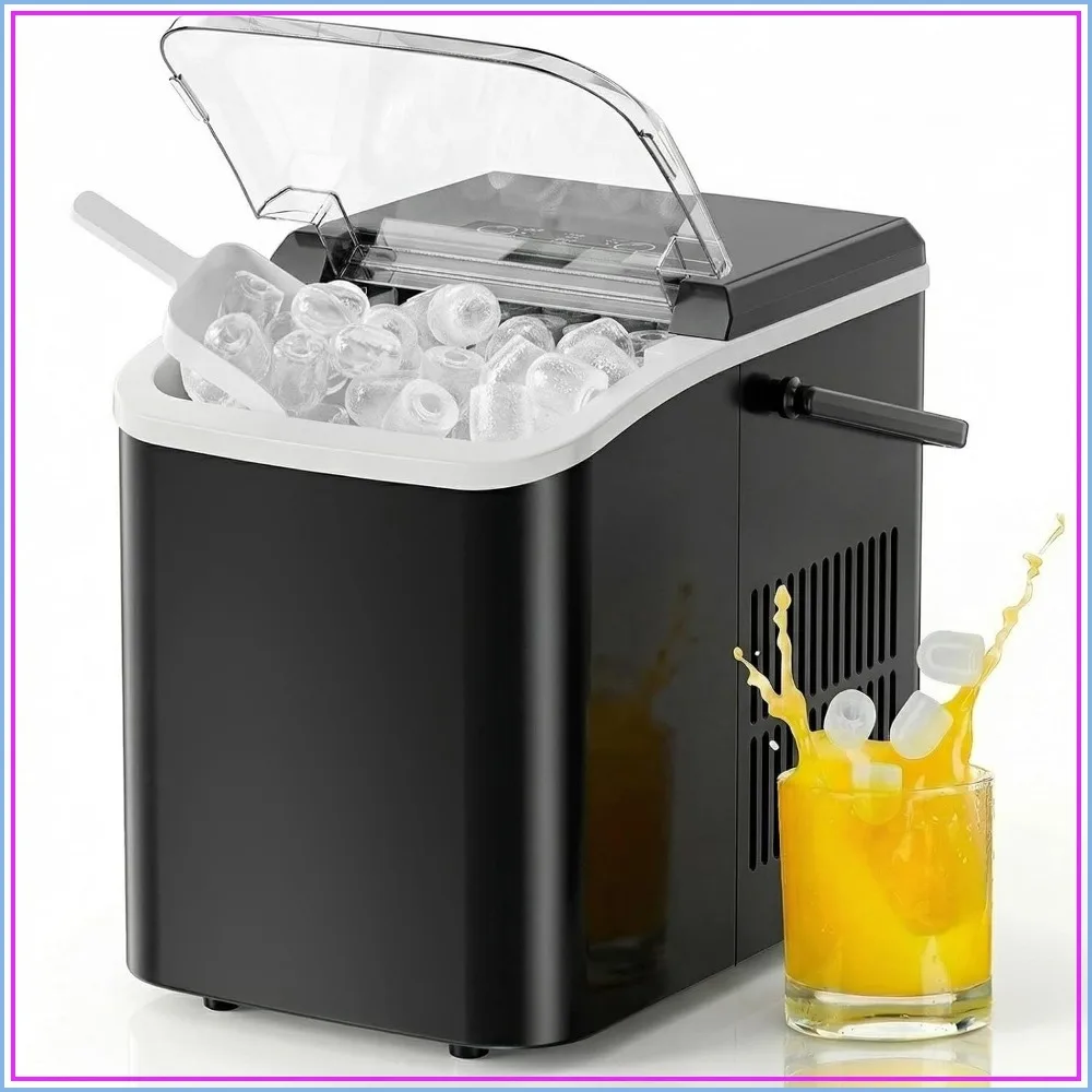 Ice Maker Countertop with Handle, 9 Bullet Cubes in 6 Mins, 26lbs/24Hrs, Auto-Cleaning, for Home Kitchen RV Camping
Ice Maker Countertop with Handle, 9 Bullet Cubes in 6 Mins, 26lbs/24Hrs, Auto-Cleaning, for Home Kitchen RV Camping