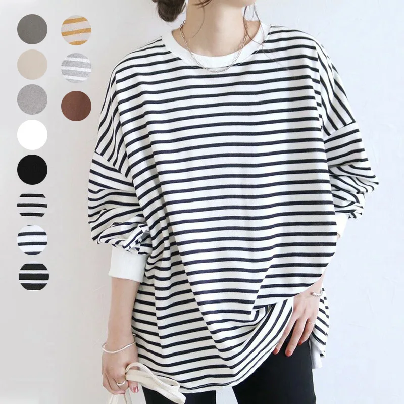 Japanese Women's Clothing, New Spring-summer Striped Sweatshirt, Loose-fitting Cotton Oversized Top For Women
Japanese Women's Clothing, New Spring-summer Striped Sweatshirt, Loose-fitting Cotton Oversized Top For Women