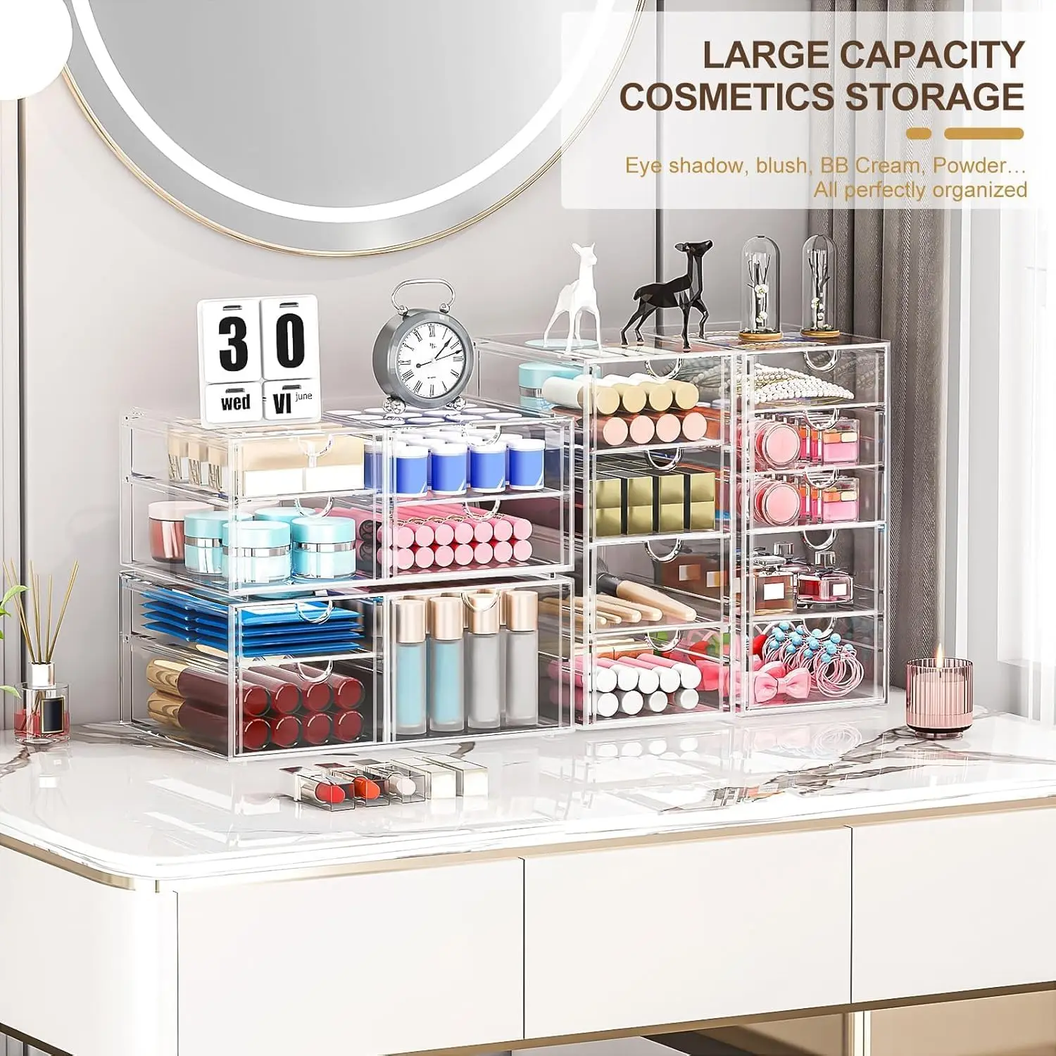 LUNEVA Store caktraie Makeup Organizer Storage With 16 Drawers, 4 Pcs Desktop Office Supplies, Desk Organizers, Clear Accessories, Dustproof Storage Drawer and for Make Up, Jewelry, Pen, Stationary
LUNEVA Store caktraie Makeup Organizer Storage With 16 Drawers, 4 Pcs Desktop Office Supplies, Desk Organizers, Clear Accessories, Dustproof Storage Drawer and for Make Up, Jewelry, Pen, Stationary