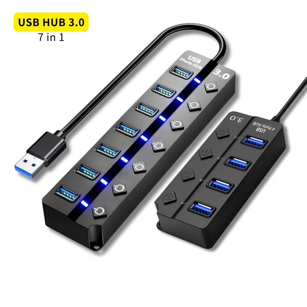 7-портовый концентратор USB 3.0 с индивидуальными переключателями, передачей данных 5 Гбит/с, кабелем длиной 3 фута и адаптером питания для ПК/ноутбука/Mac
7-портовый концентратор USB 3.0 с индивидуальными переключателями, передачей данных 5 Гбит/с, кабелем длиной 3 фута и адаптером питания для ПК/ноутбука/Mac