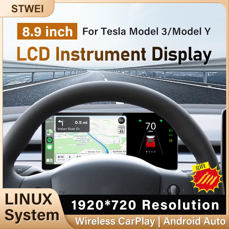 STWEI LCD Digital Instrument Display For Tesla Model 3 / Y Wireless CarPlay Android Auto Heads Up Non destructive installation
STWEI LCD Digital Instrument Display For Tesla Model 3 / Y Wireless CarPlay Android Auto Heads Up Non destructive installation