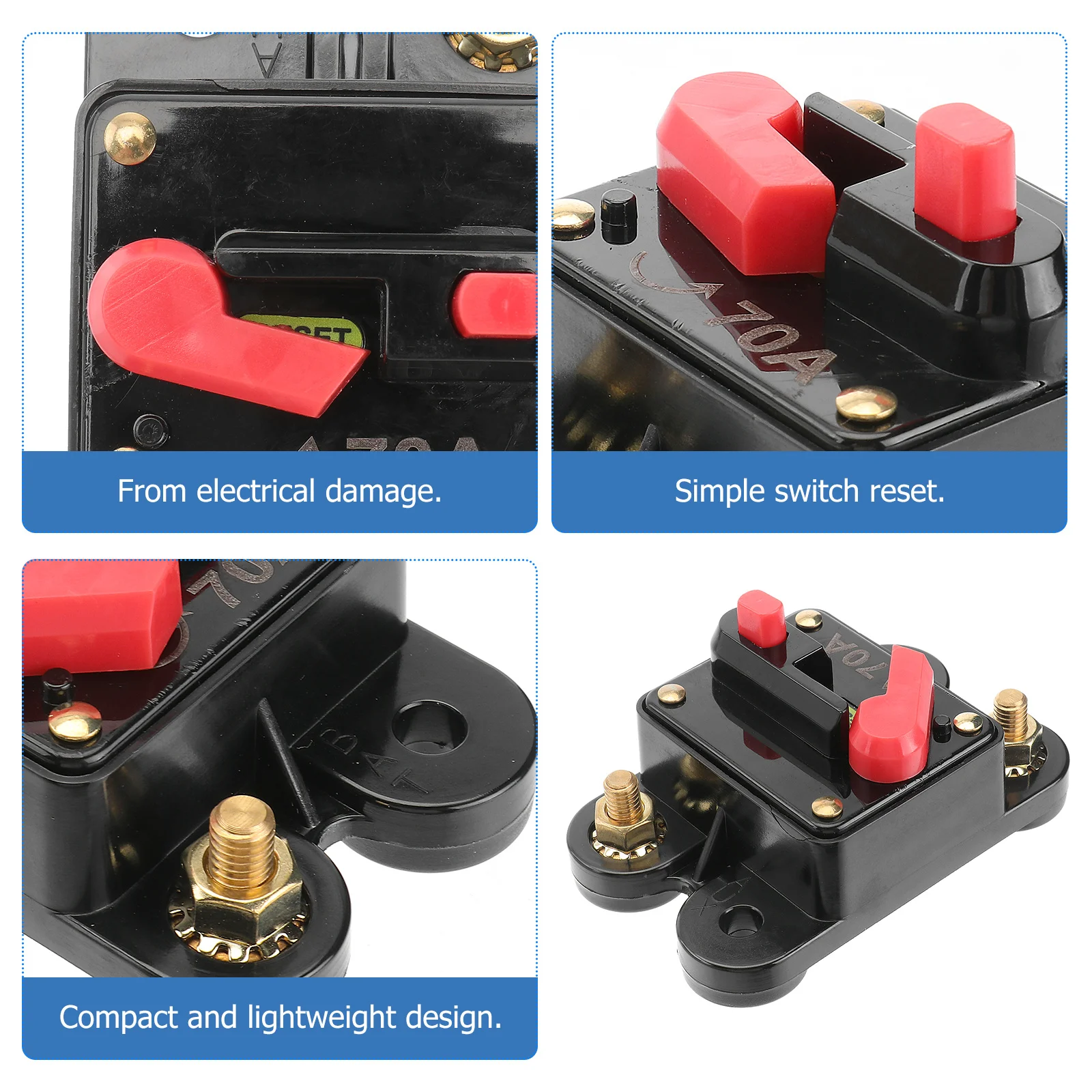 70 Amp Auto Reset Circuit Breaker Compact Push Button Kill Switch For Car Marine Boat Bike Audio System Surge Protection
70 Amp Auto Reset Circuit Breaker Compact Push Button Kill Switch For Car Marine Boat Bike Audio System Surge Protection