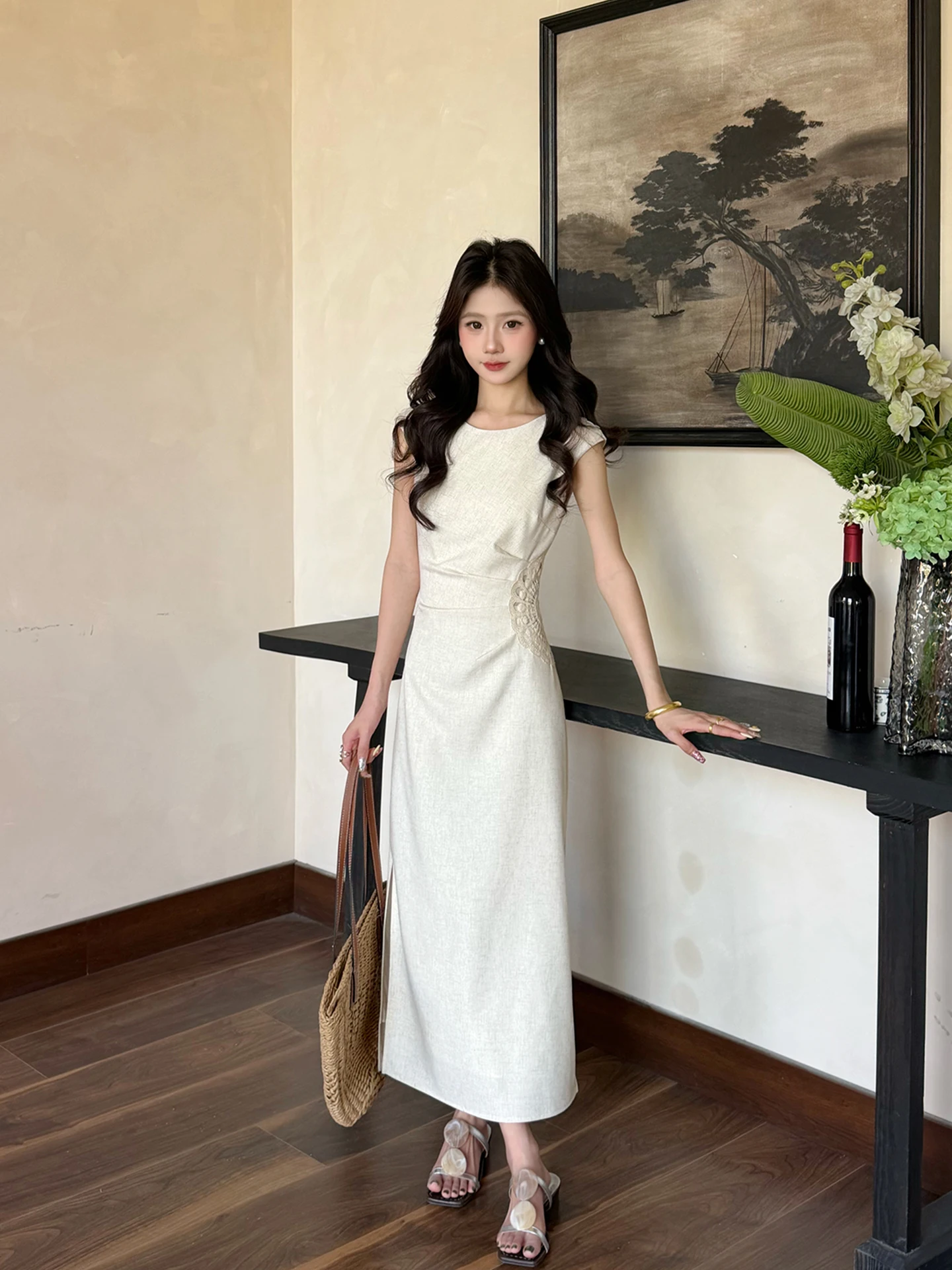 Chinese Style Short Sleeve Slimming Dress Women's Summer High Waist Short Dress Gathered Waist A-Line Skirt Casual Wear
Chinese Style Short Sleeve Slimming Dress Women's Summer High Waist Short Dress Gathered Waist A-Line Skirt Casual Wear
