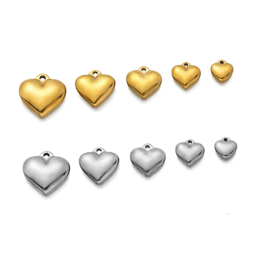 10pcs 8-16mm Stainless Steel Gold Plated Heart Charms Solid Hearts Pendant for DIY Necklace Bracelet Earrings Jewelry Making
10pcs 8-16mm Stainless Steel Gold Plated Heart Charms Solid Hearts Pendant for DIY Necklace Bracelet Earrings Jewelry Making