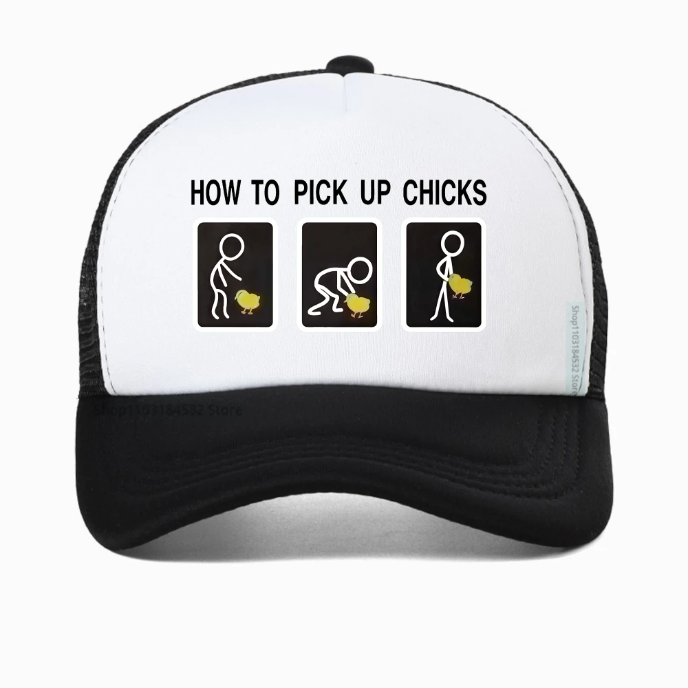 Funny Pattern How To Pick Up Chicks Print Men's baseball cap fashion summer mesh trucker hat Breathable adjustable snapback hats
Funny Pattern How To Pick Up Chicks Print Men's baseball cap fashion summer mesh trucker hat Breathable adjustable snapback hats