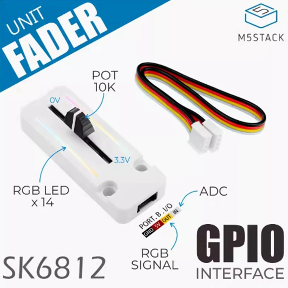 M5Stack Fader Sliding potentiometer module Adjustable resistor programming Light and music switch control
M5Stack Fader Sliding potentiometer module Adjustable resistor programming Light and music switch control