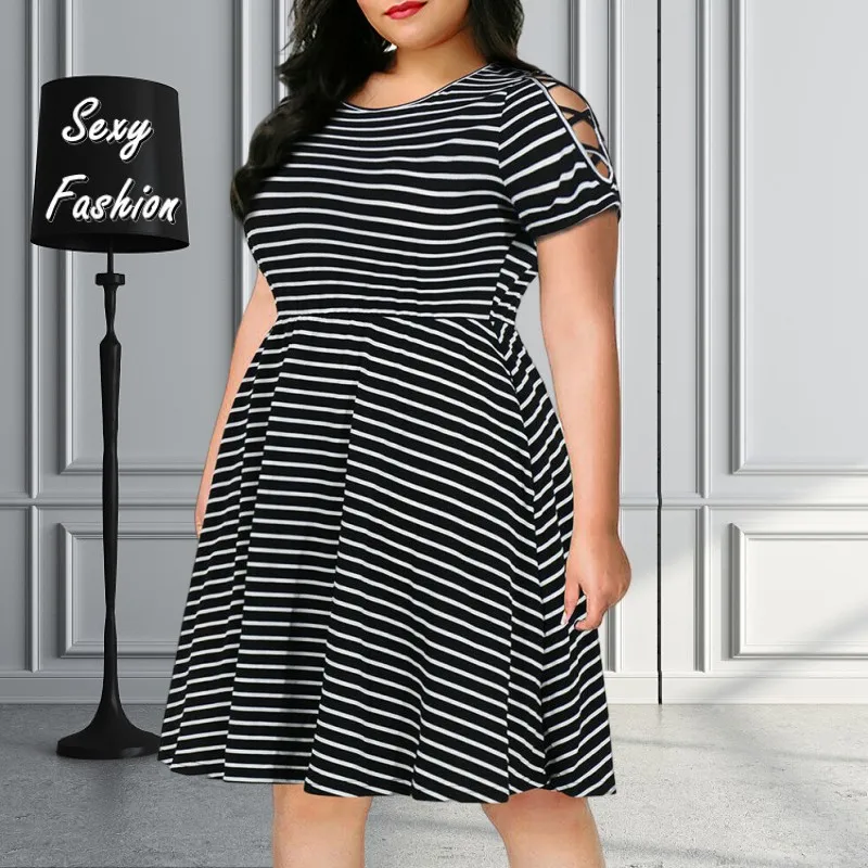XL-5XL Casual Dresses for Women Plus Size Short Sleeve Stripe Summer Hollow Out Sexy Casual Loose Midi Dress Dropshipping
XL-5XL Casual Dresses for Women Plus Size Short Sleeve Stripe Summer Hollow Out Sexy Casual Loose Midi Dress Dropshipping