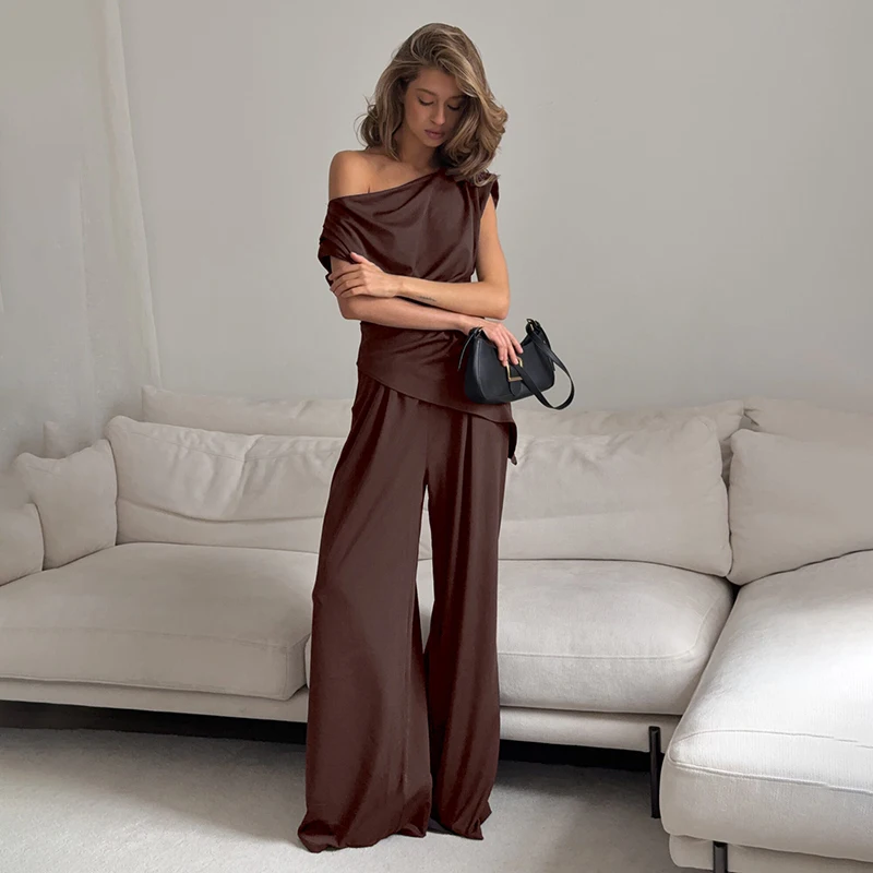 Tornova 2025 Summer New Slim Vest Top Wide-leg Trousers Two-piece Set Fashion Commuting Outfits Irregular T shirt Casual Pants
Tornova 2025 Summer New Slim Vest Top Wide-leg Trousers Two-piece Set Fashion Commuting Outfits Irregular T shirt Casual Pants