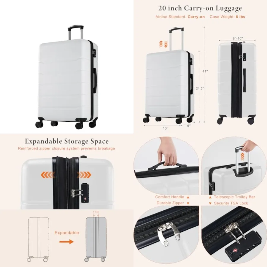 Carry on Luggage, Hard Shell ABS Suitcase with Double Spner Wheels, Lightweight Expandable Rollg Suit Case with TSA Lock
Carry on Luggage, Hard Shell ABS Suitcase with Double Spner Wheels, Lightweight Expandable Rollg Suit Case with TSA Lock