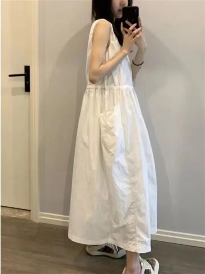Pop Pop Korean Lightweight Vest Dress Women's Summer New Sleeveless Drawstring Long Dress Quick Dry With Pocket A-line Dress
Pop Pop Korean Lightweight Vest Dress Women's Summer New Sleeveless Drawstring Long Dress Quick Dry With Pocket A-line Dress