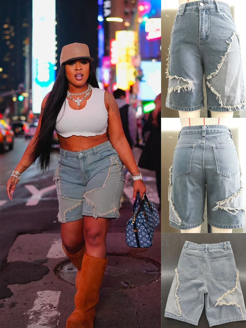 Summer 2026 Loose Fit Star Tassel Frayed Straight Leg Jeans Shorts Women's mid Stretch Cotton Natural Waist Button Closure
Summer 2026 Loose Fit Star Tassel Frayed Straight Leg Jeans Shorts Women's mid Stretch Cotton Natural Waist Button Closure