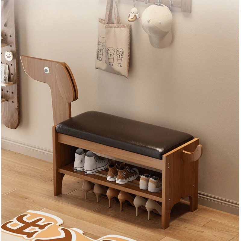 Solid wood shoe changing stool, small dog shaped sitting stool, home entrance shoe rack, long integrated soft cushion shoe rack
Solid wood shoe changing stool, small dog shaped sitting stool, home entrance shoe rack, long integrated soft cushion shoe rack