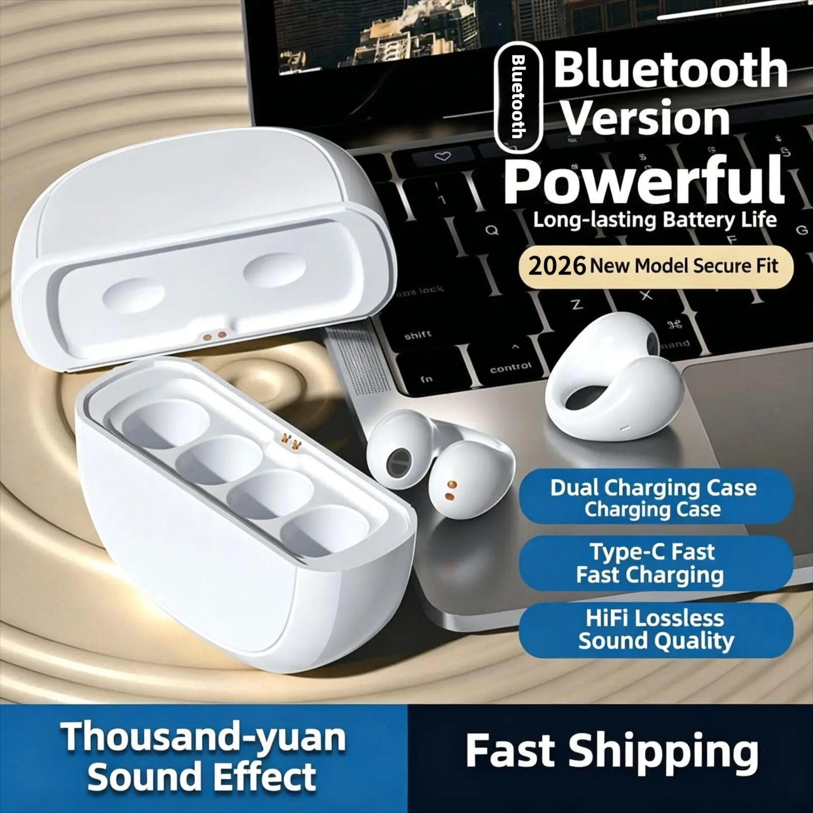 Magnetic Clasp Ear-Clip Bluetooth Earphones & Power Bank 2-in-1 Design HIFI Stereo Sound Emergency Phone Charging Sports Earbuds
Magnetic Clasp Ear-Clip Bluetooth Earphones & Power Bank 2-in-1 Design HIFI Stereo Sound Emergency Phone Charging Sports Earbuds