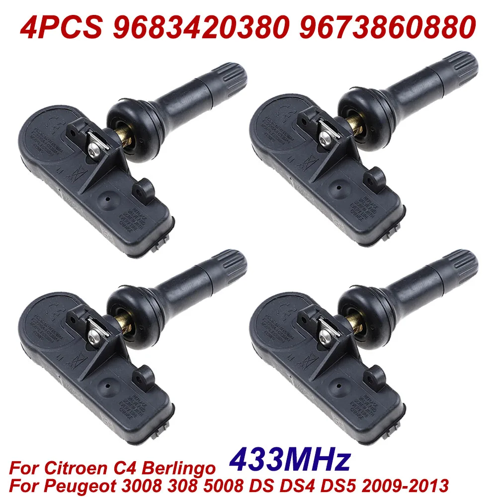4Pcs 9683420380 9673860880 433MHz TPMS Tire Pressure Sensor For Citroen C4 Berlingo Peugeot 3008 308 5008 DS DS4 DS5 2009-2013
4Pcs 9683420380 9673860880 433MHz TPMS Tire Pressure Sensor For Citroen C4 Berlingo Peugeot 3008 308 5008 DS DS4 DS5 2009-2013