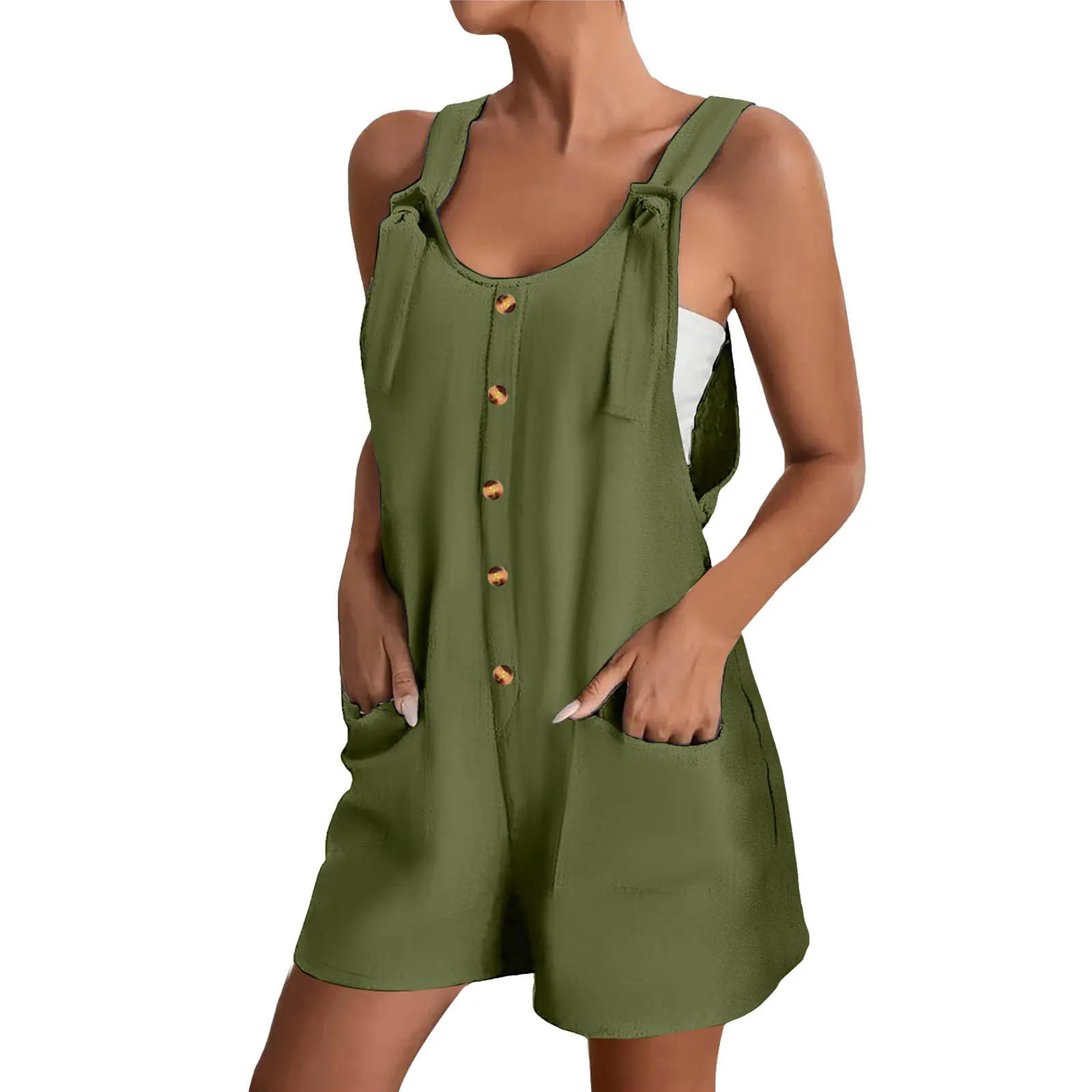Women's Short Jumpsuit Summer Fashion Button Jumpsuit Solid Colour Loose Casual Versatile One Piece Shorts Romper With Pockets
Women's Short Jumpsuit Summer Fashion Button Jumpsuit Solid Colour Loose Casual Versatile One Piece Shorts Romper With Pockets