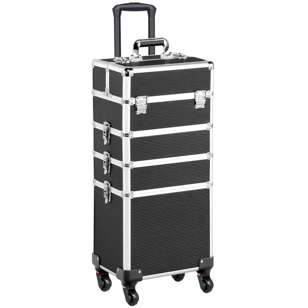 Professional Makeup Train Case 4 in 1 Rolling Cosmetic Trolley Makeup Case Organizer Makeup Travel Case, with 4 Detachable
Professional Makeup Train Case 4 in 1 Rolling Cosmetic Trolley Makeup Case Organizer Makeup Travel Case, with 4 Detachable