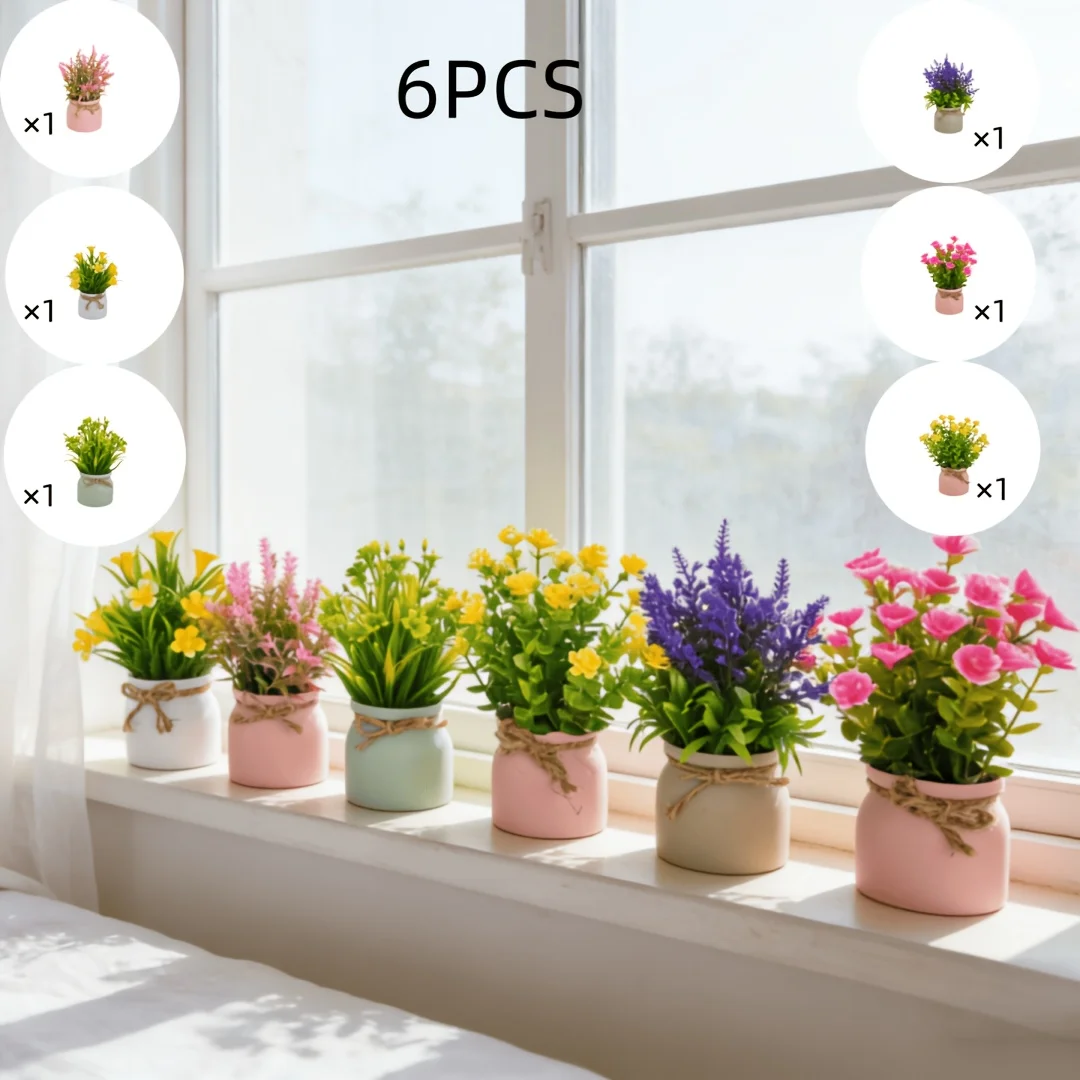 6pcs High-Quality Artificial Flowers in Small Pots, Suitable for Living Rooms, Bedrooms, Balconies, Tabletops, Bookshelves, And
6pcs High-Quality Artificial Flowers in Small Pots, Suitable for Living Rooms, Bedrooms, Balconies, Tabletops, Bookshelves, And