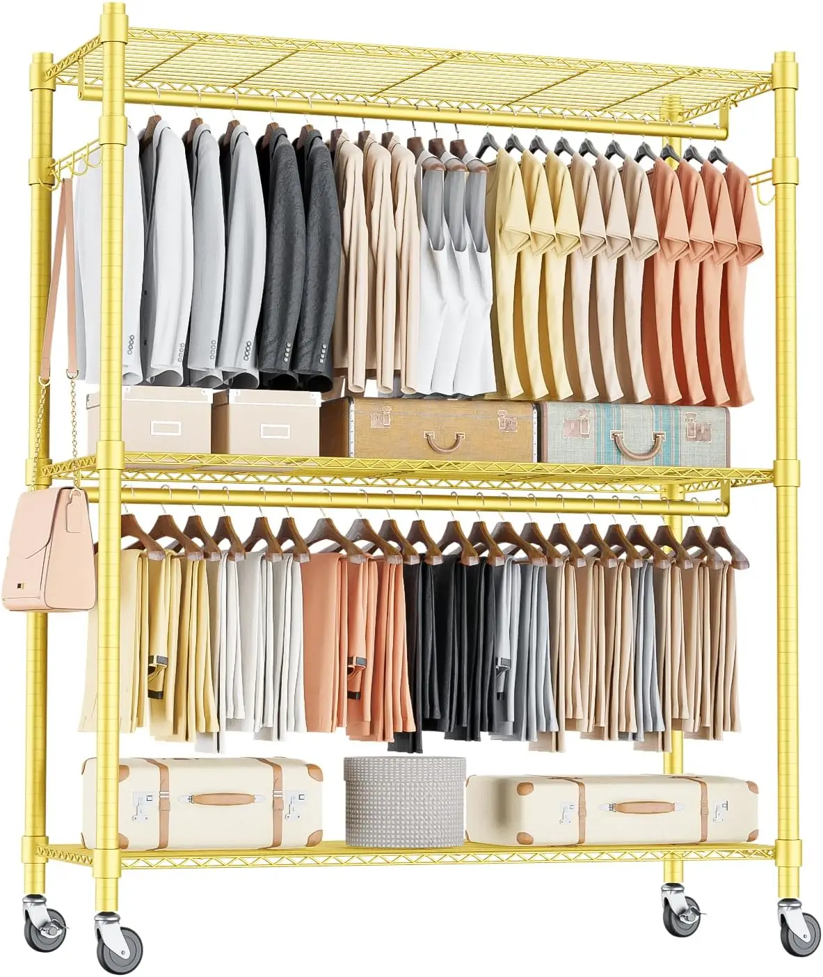 Rolling Garment Ra With Adjustable Wire Storage Ras, Heavy Duty Portable Closet For Hanging Clothes, Freestanding Closet
Rolling Garment Ra With Adjustable Wire Storage Ras, Heavy Duty Portable Closet For Hanging Clothes, Freestanding Closet