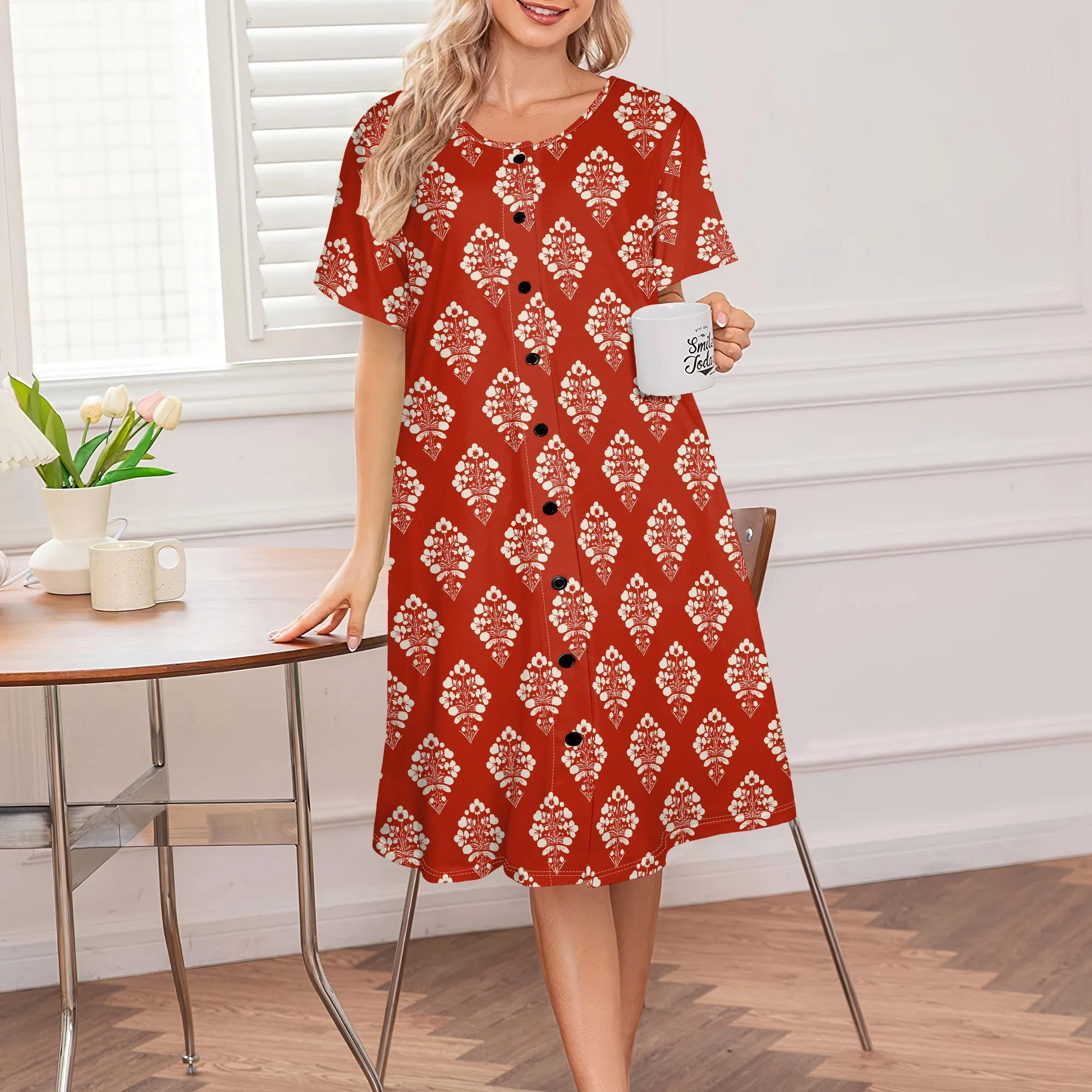 Floral Diamond Print Button-Down Dress | Red & White Pattern | Casual Summer Dress | S-3XL
Floral Diamond Print Button-Down Dress | Red & White Pattern | Casual Summer Dress | S-3XL