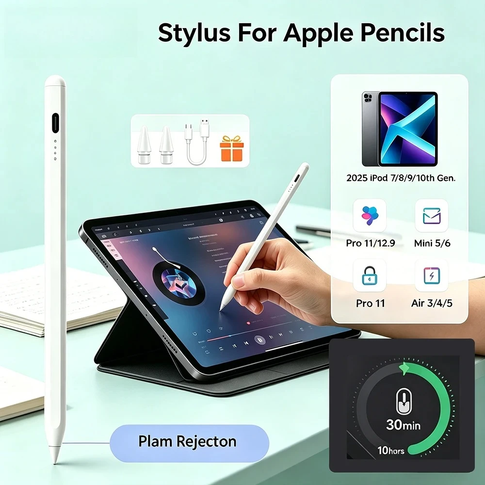 For Apple Pencil For iPad A16 Pro 13 11th M5 M4 12.9 Air 11 M3 M2 5 4 3 Stylus Pen 10 9 10th 9th Generation Mini 7 6 Touch Pens
For Apple Pencil For iPad A16 Pro 13 11th M5 M4 12.9 Air 11 M3 M2 5 4 3 Stylus Pen 10 9 10th 9th Generation Mini 7 6 Touch Pens