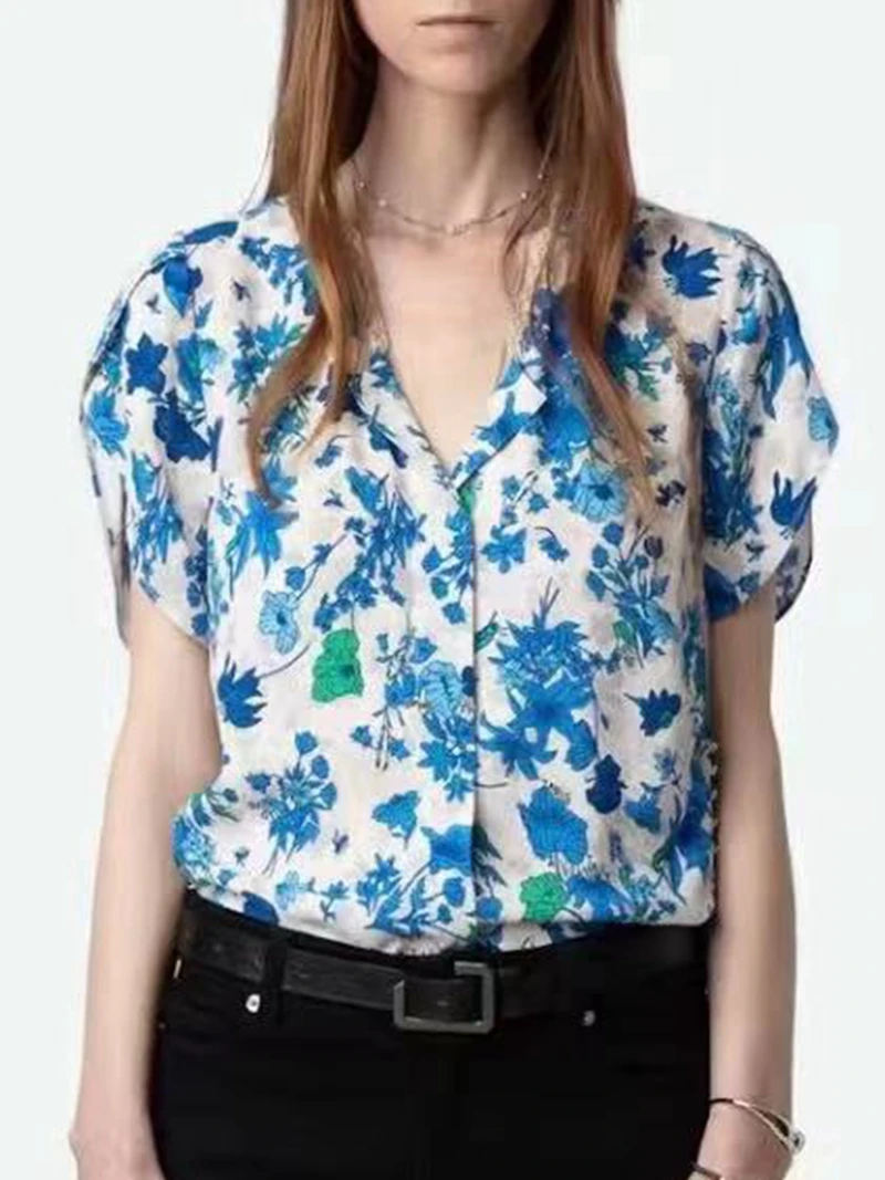 2026 Women's Boho Blue Floral V Neck Blouse Casual Short Sleeve Loose Shirt Lace Trim Summer Vacation Top Plus Size Beachwear
2026 Women's Boho Blue Floral V Neck Blouse Casual Short Sleeve Loose Shirt Lace Trim Summer Vacation Top Plus Size Beachwear