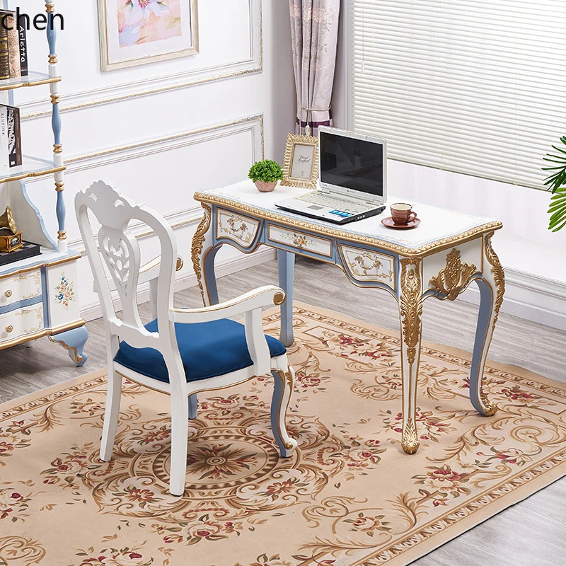 high-end luxury solid wood carving flower white desk premium retro cream style small desk chair
high-end luxury solid wood carving flower white desk premium retro cream style small desk chair