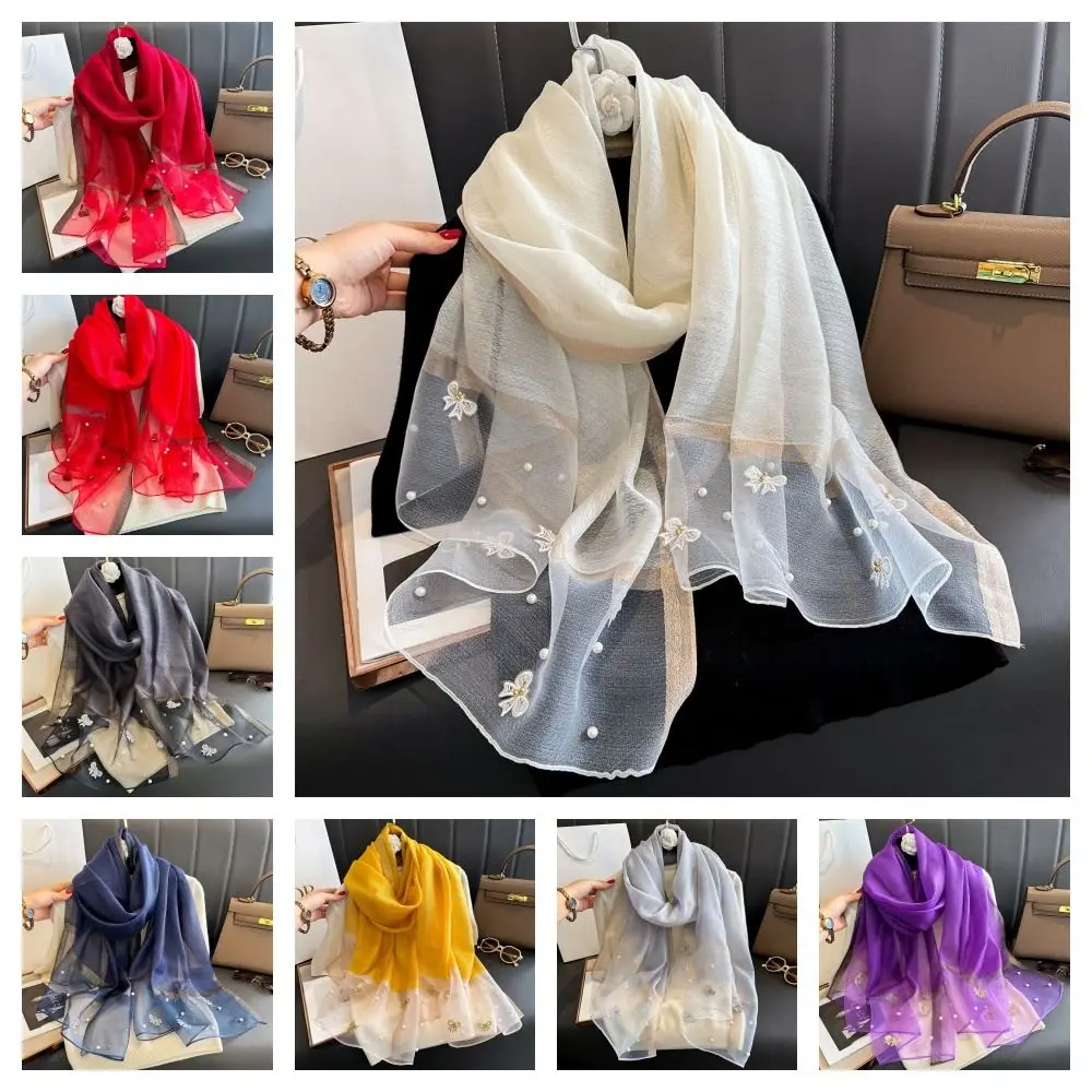 Fashion Korean Thin Silk Scarf Bow Elegant Embroidery Scarf Solid Color Pearl Lace Scarf Wraps Autumn
Fashion Korean Thin Silk Scarf Bow Elegant Embroidery Scarf Solid Color Pearl Lace Scarf Wraps Autumn