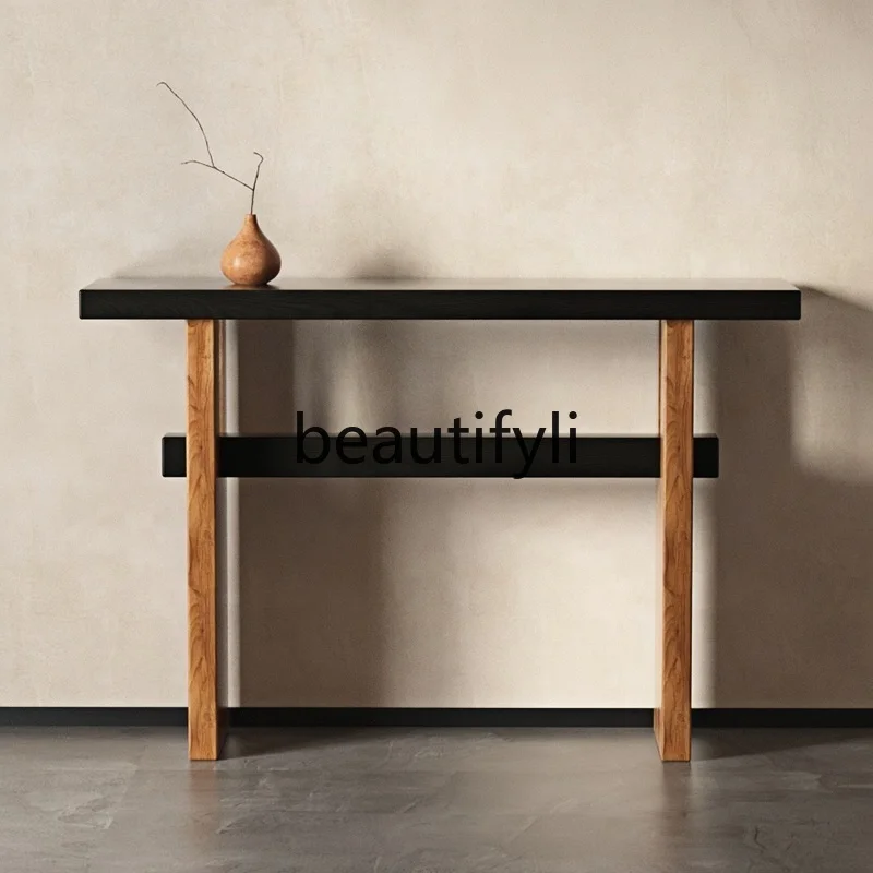 Medieval style solid wood entrance table, simple entry against the wall, end view table, wabi-sandy wind living room
Medieval style solid wood entrance table, simple entry against the wall, end view table, wabi-sandy wind living room