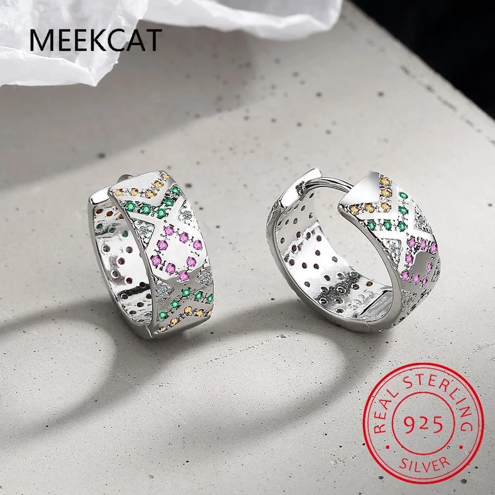 925 Sterling Silver Rainbow Rhombus Zirconia Hoop Earrings For Women Party Colorful Ear Buckles Fine Jewelry Gift
925 Sterling Silver Rainbow Rhombus Zirconia Hoop Earrings For Women Party Colorful Ear Buckles Fine Jewelry Gift