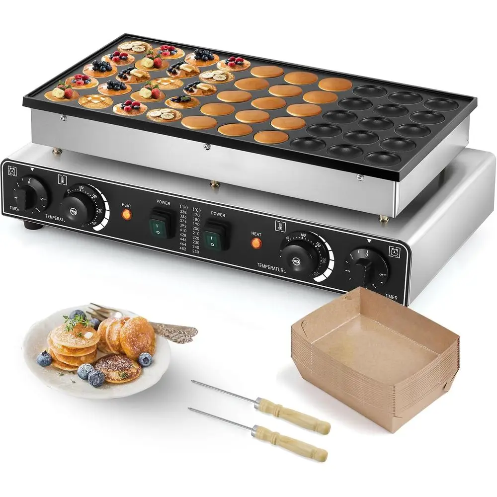 50-Piece Commercial Electric Pancake Maker, Non-stick, Adjustable Temp 50-300℃, Time Control 0-5 Min, Stainless Steel, Suitable
50-Piece Commercial Electric Pancake Maker, Non-stick, Adjustable Temp 50-300℃, Time Control 0-5 Min, Stainless Steel, Suitable