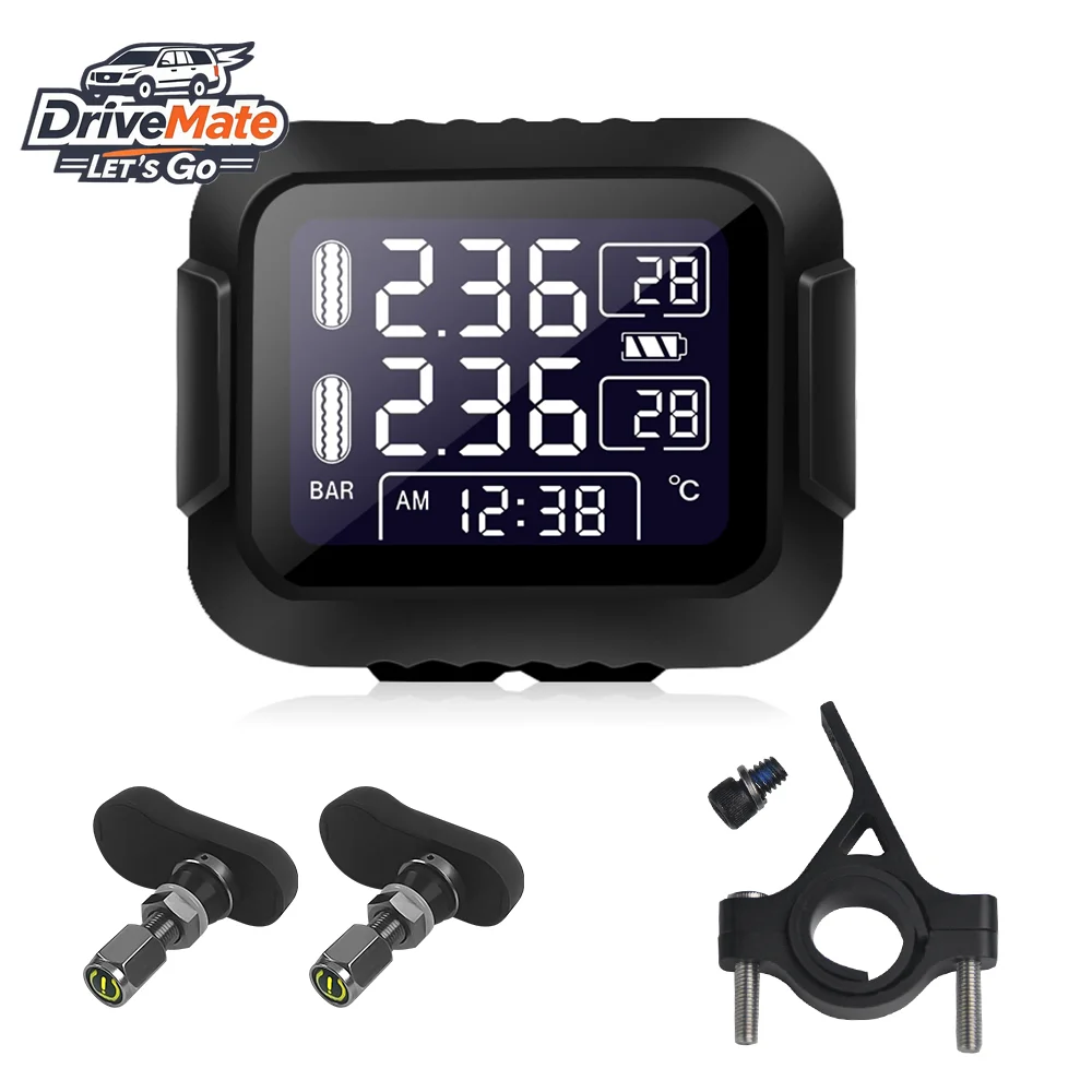 CAREUD Motorcycle TPMS Tire Pressure Monitoring System 2 Internal Sensor Wireless LCD Display Motor Tyre Alarm Systems
CAREUD Motorcycle TPMS Tire Pressure Monitoring System 2 Internal Sensor Wireless LCD Display Motor Tyre Alarm Systems