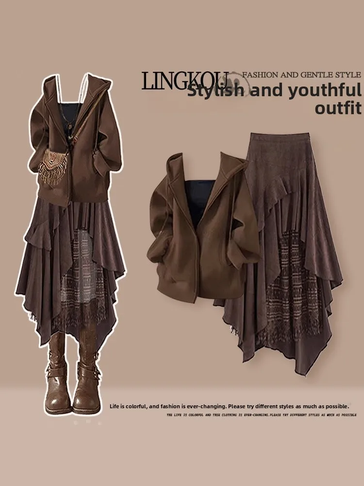 American Style plus Size Autumn Set Women's Anti-Aging Hoodie Top Skirt Three-Piece Set Casual Loose Fit High Waist
American Style plus Size Autumn Set Women's Anti-Aging Hoodie Top Skirt Three-Piece Set Casual Loose Fit High Waist