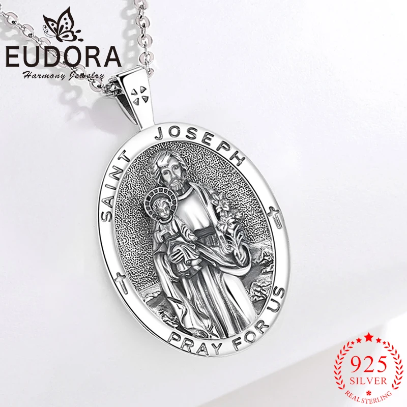 Ожерелье Eudora Saint Joseph из стерлингового серебра 925 пробы, католический амулет, крест, кулон, защитные ювелирные изделия, религиозный подарок для мужчин
Ожерелье Eudora Saint Joseph из стерлингового серебра 925 пробы, католический амулет, крест, кулон, защитные ювелирные изделия, религиозный подарок для мужчин