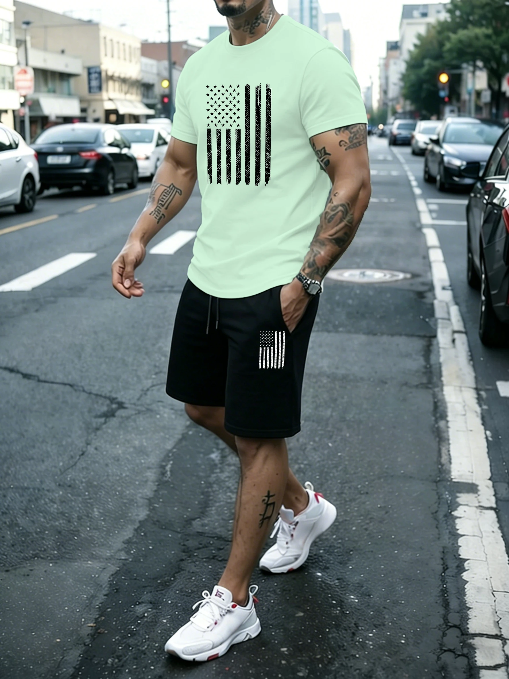Distressed American Flag Pattern Cotton Summer Daily T-Shirt Set Man'S Simple Oversized Fashion Shorts Street Gym Casual Tees
Distressed American Flag Pattern Cotton Summer Daily T-Shirt Set Man'S Simple Oversized Fashion Shorts Street Gym Casual Tees