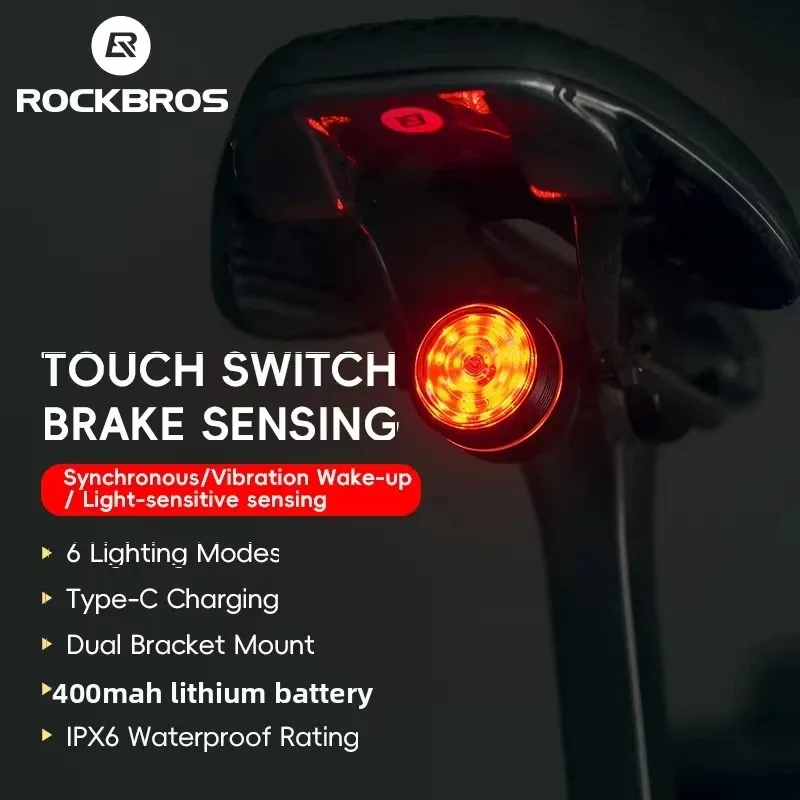 ROCKBROS Bicycle Tail Light Smart Auto Brake Sensing Rear Light Waterproof Rear Touch-sensitive Bike Taillight Vibration Wake-up
ROCKBROS Bicycle Tail Light Smart Auto Brake Sensing Rear Light Waterproof Rear Touch-sensitive Bike Taillight Vibration Wake-up