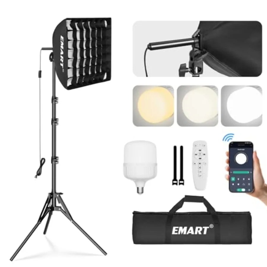 Softbox Photography Lighting Kit, 16"x16" Pull Soft Box with Honeycomb Grid, 50W 3000K-6000K LED Bulb with Remote/APP Control,
Softbox Photography Lighting Kit, 16"x16" Pull Soft Box with Honeycomb Grid, 50W 3000K-6000K LED Bulb with Remote/APP Control,