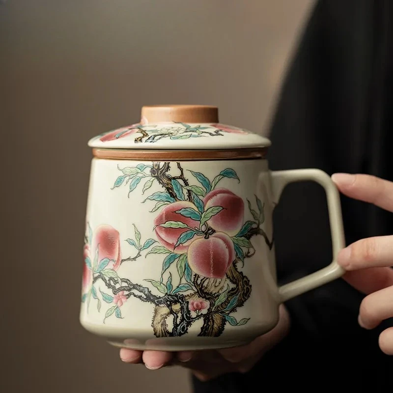 400ml Chinese Ru Kiln Porcelain Filter Tea Separator Cup Nine Peach Office Work Cup Can Nourish Personal Handgrip Cups Drinkware
400ml Chinese Ru Kiln Porcelain Filter Tea Separator Cup Nine Peach Office Work Cup Can Nourish Personal Handgrip Cups Drinkware
