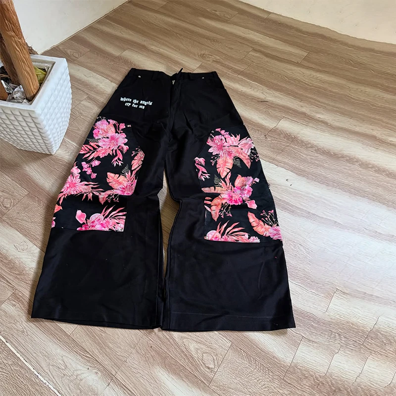 America New Fashion Oversize Black Floral Double Knee Printing High Waisted Loose Jeans Y2K Hip Hop Men Women Punk Streetwear
America New Fashion Oversize Black Floral Double Knee Printing High Waisted Loose Jeans Y2K Hip Hop Men Women Punk Streetwear
