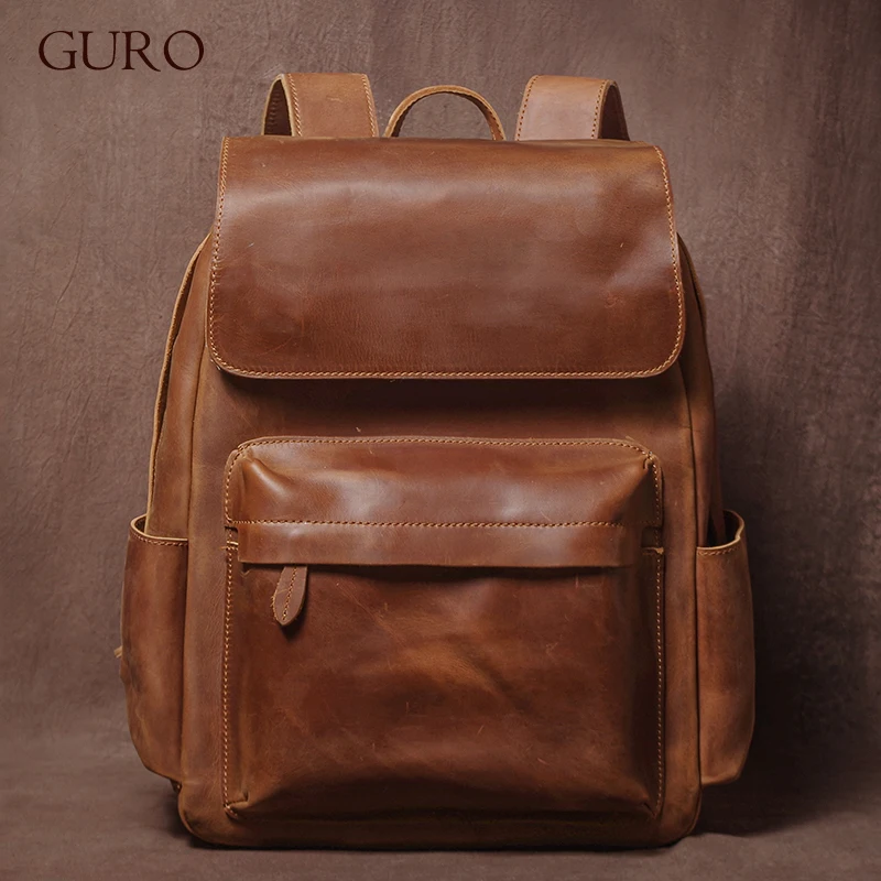 GURO Vintage Genuine Leather Backpack Men's Weekend Luxury Travel Backpacks Top Crazy Horse Cowhide Schoolbag For 16 Inch Laptop
GURO Vintage Genuine Leather Backpack Men's Weekend Luxury Travel Backpacks Top Crazy Horse Cowhide Schoolbag For 16 Inch Laptop