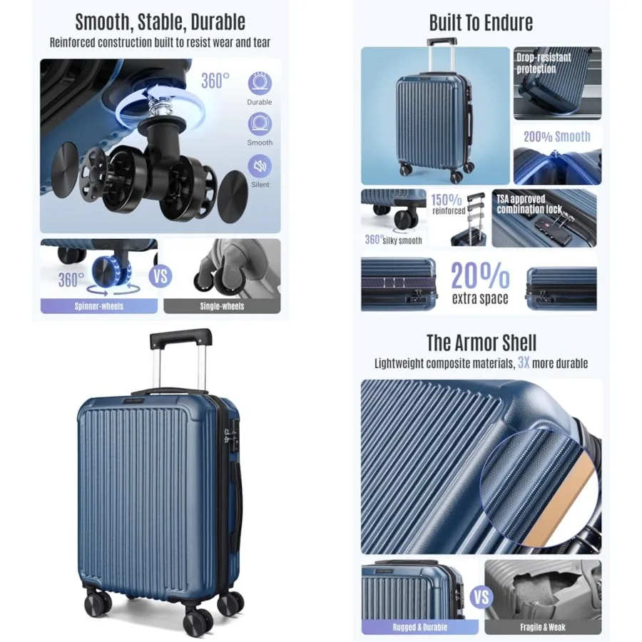 Carry On Luggage 22x14x9 Airle Approved, Durable Hard Shell Carry On Suitcases with Wheels, Expandable Hardside Lightweight Tra
Carry On Luggage 22x14x9 Airle Approved, Durable Hard Shell Carry On Suitcases with Wheels, Expandable Hardside Lightweight Tra